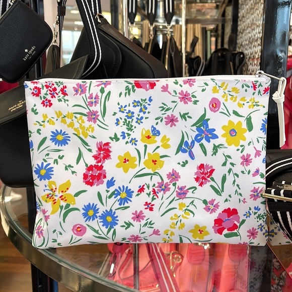 Kate Spade Large Canvas Floral Print Zip Pouch - Picture 10 of 16